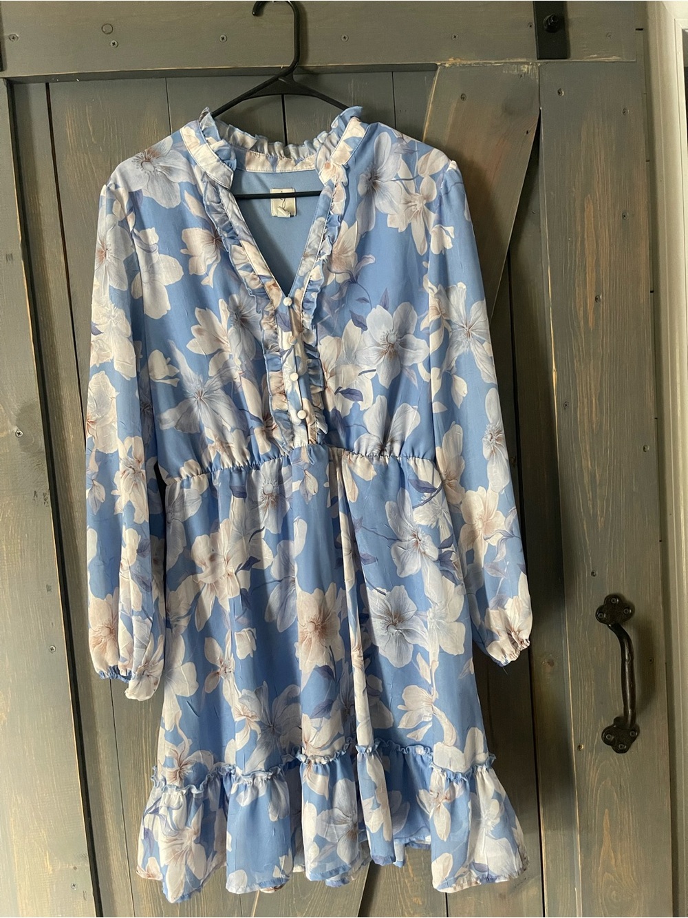 Joie Light Blue Floral Ruffle Blouse